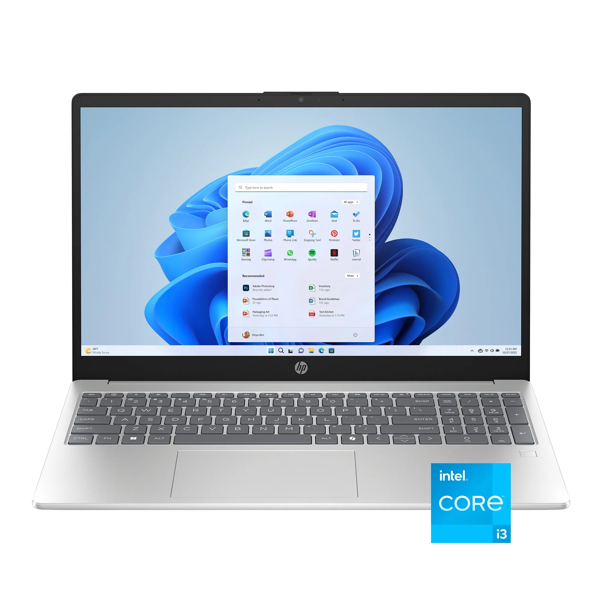 HP 15.6 inch FHD IPS Windows Laptop Intel Core i3-N305 8GB RAM 256GB PCIe NVMe SSD Natural Silver